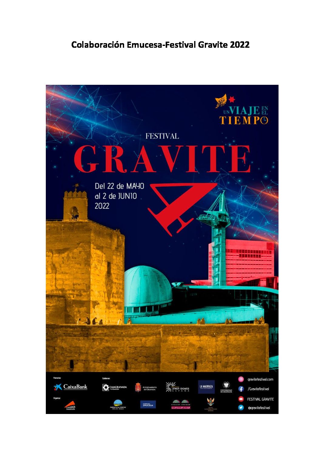 Imagen - Colaboración EMUCESA-festival Gravite. Año 2022
